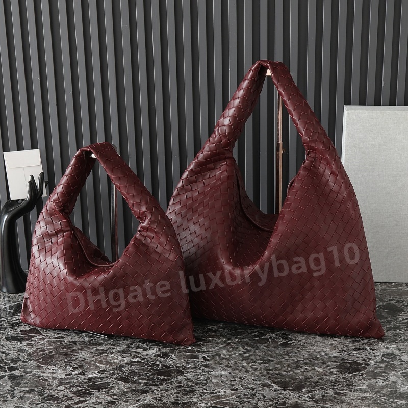 Luxury Leather bag woven bag oversized bag 54CM Hop handbag woven leather crossbody bag beach bag outdoor leisure bag Gold hardware+Gift Box