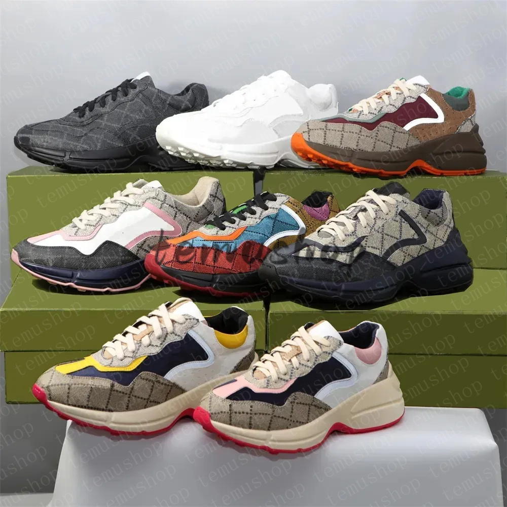 Rhyton Sneakers Designer shoes Multicolor Sneakers Beige Men Trainers Vintage Chaussures Ladies casual leather Shoes Sneaker size 35-45 shoe