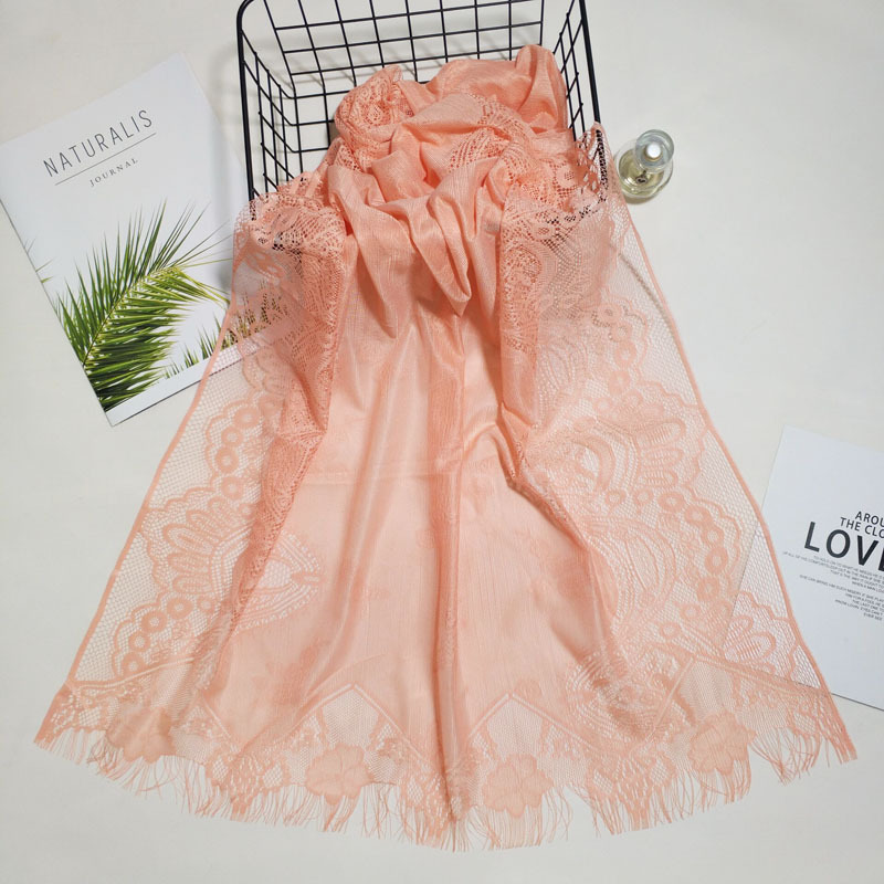 K602 Temperament small tassel LACE scarf New lace hollow scarf shawl dual-purpose Muslim headscarf