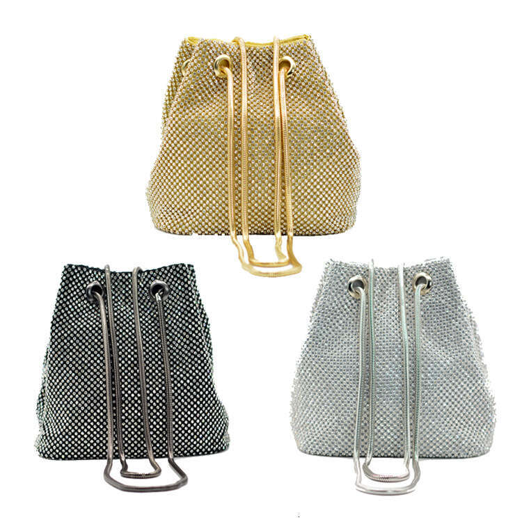 Dinner Bag Dinner With Inlaid Sequins Water Evening Dress Bag Internet Famous Banquet Net Diamond Diagonal Cross Bucket Bag KQ