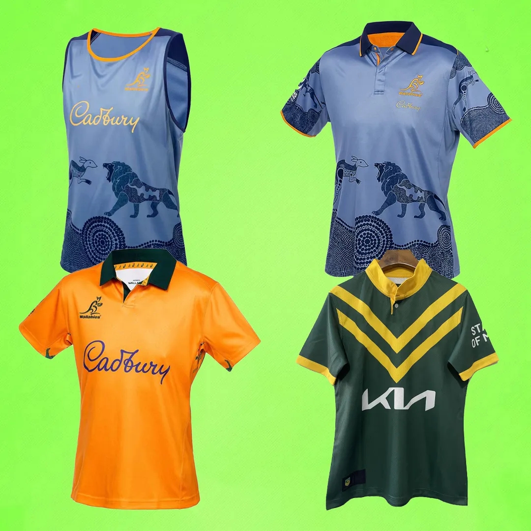 Mens 2025 Home Jersey Men's Training uniform Polo Shirt T Classic Kangaroos Rugby League 25 26 Australias Home away retro 1999 yellow orange Wallabies Lions Tour