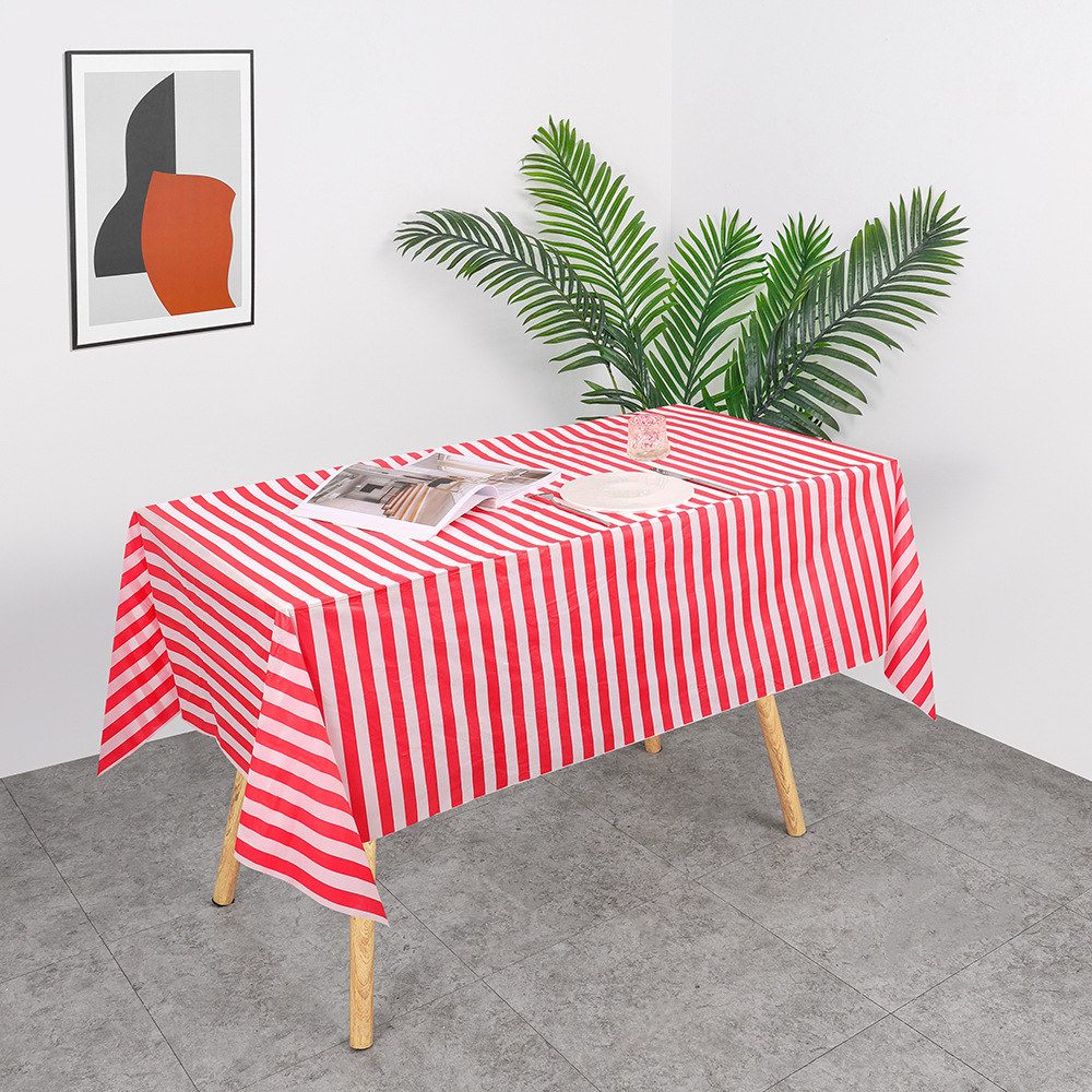 W50 Factory Direct Sales Spot Wholesale Plaid Party Tablecloth Disposable Plastic Tablecloth