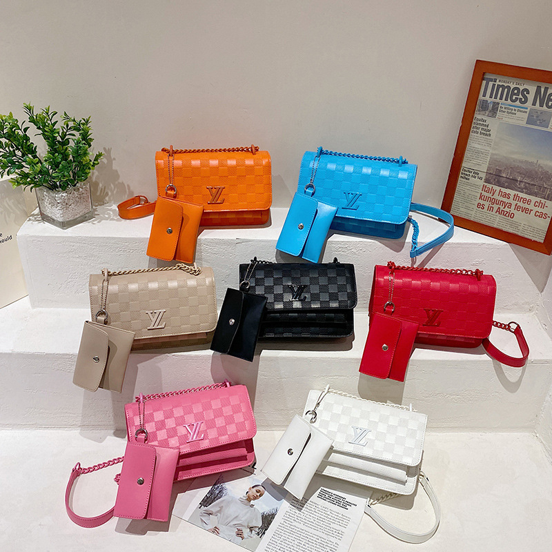 Designer bag free shipping 2025 fashion small square bag premium texture chain grid luxury bag women single shoulder crossbody bag