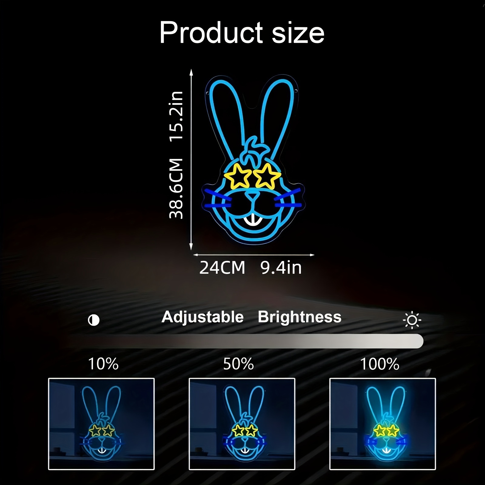 Bonnie Rabbit Neon Signs for Wall Decor,Dimmable Cartoon Fnaf Bunny Neon Light,USB Powered Game Sign for Bedroom Gaming Room Man Cave Bar Birthday Gif
