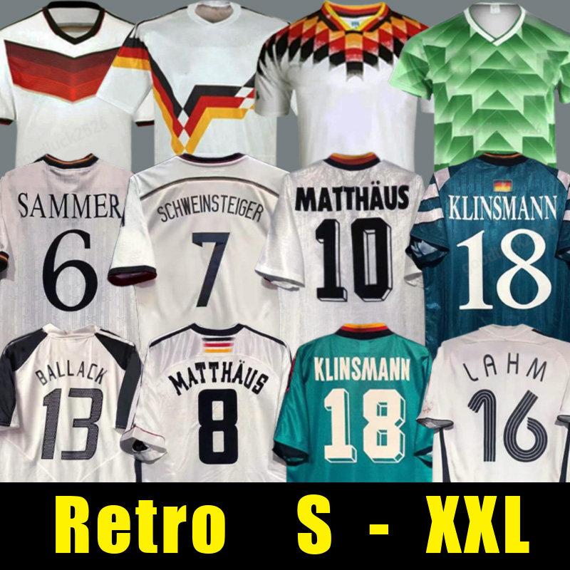 World cup 1998 Retro GermanyS Littbarski KLINSMANN Soccer Jerseys BALLACK KALKBRENNER 1982 1988 92 94 96 2002 2014 Matthias Hassler Bierhoff Vintage KLOSE shirt