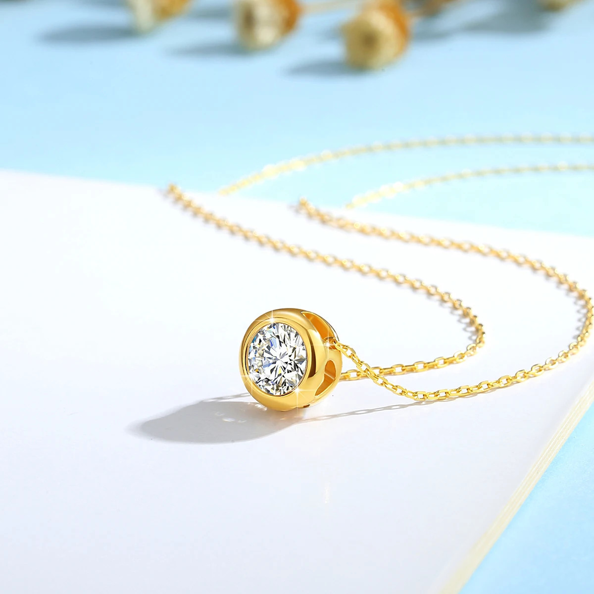 100% Real 18k Gold Necklace With Moisanite 0.5ct D Color VVS1 Certificated Dubai AU750 Jewelry For Women Wedding Gift Wholesale 250420