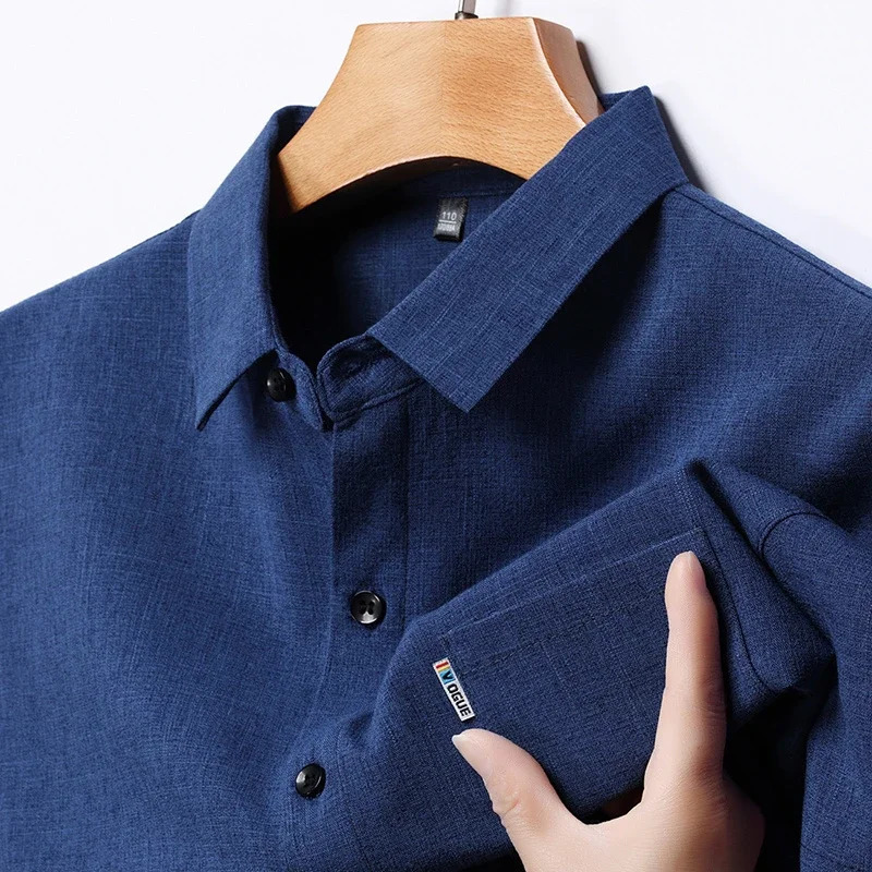 mens business casual short sleeved printed shirt wrinkle resistant comfortable without ironing all season top y250427