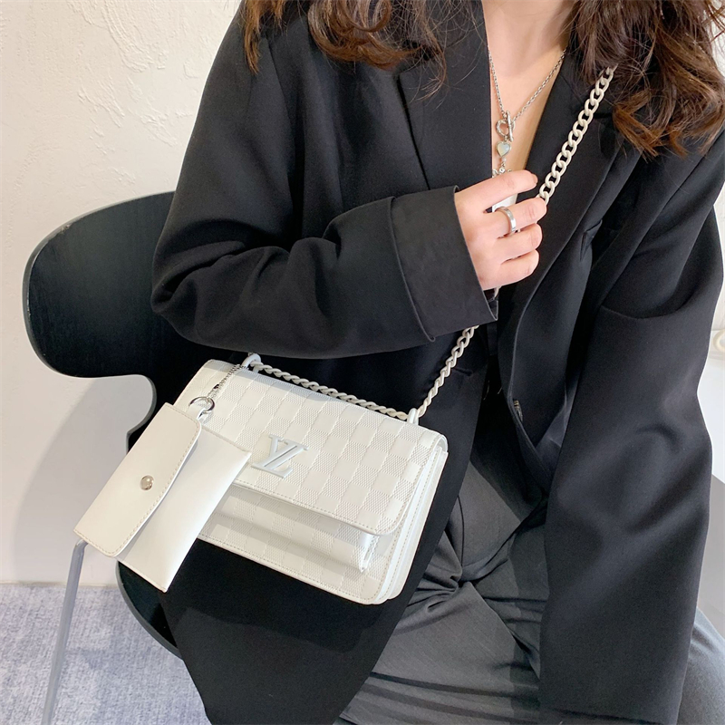 Designer bag free shipping 2025 fashion small square bag premium texture chain grid luxury bag women single shoulder crossbody bag