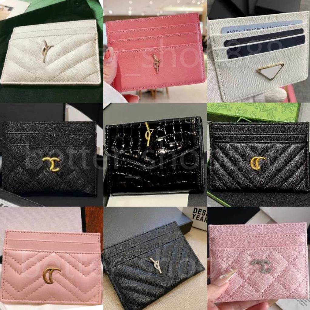 Luxury Caviar Sheepskin Card Holder Leather Purse Designer Fashion Womens Purses Mens Credit Cards Wallet Bag Travel Documents Passport Holders With Box aaa8