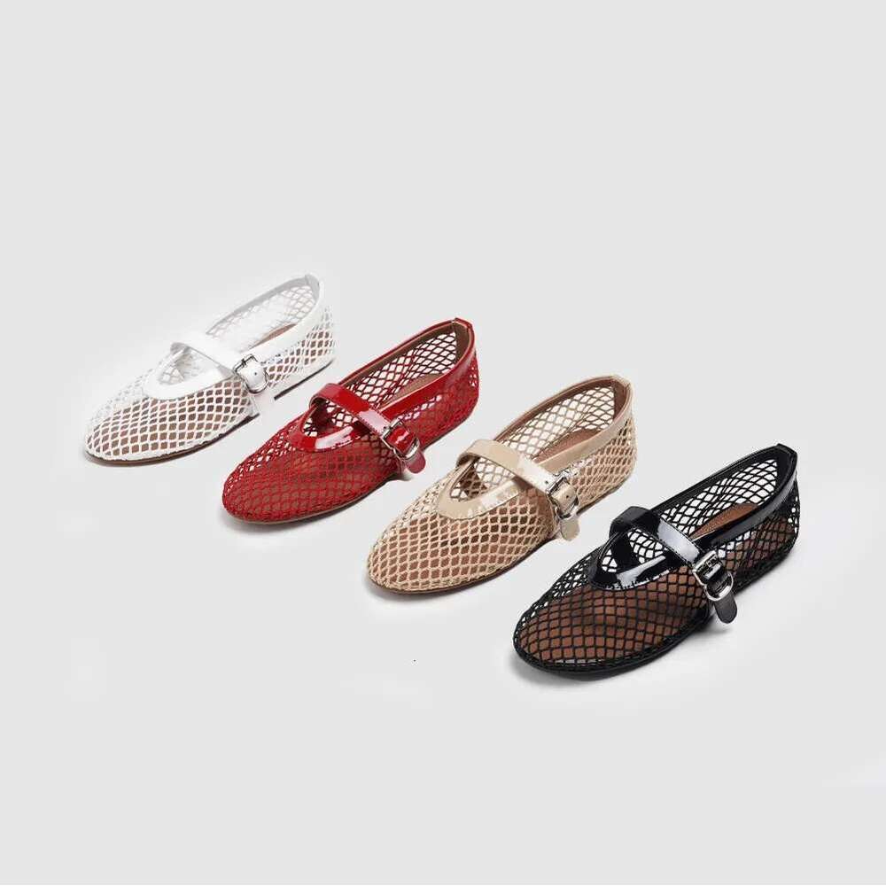 Summer women's fishing mesh breathable shoes, round toe shallow mouth flat bottomed ballet shoes
