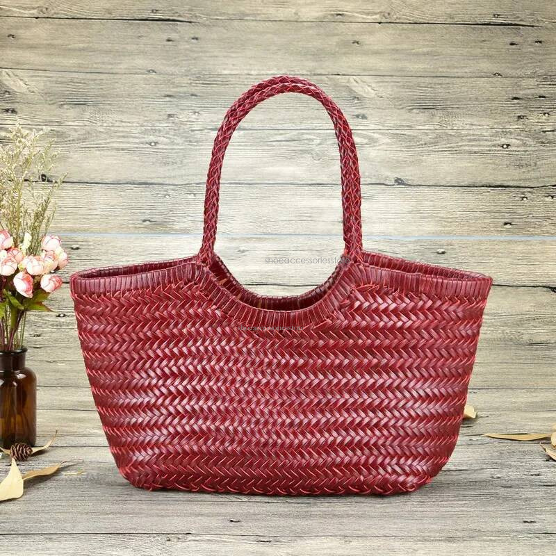 2025 New Designer Bag Hand-woven Genuine Leather Casual Vegetable Basket Bag With Casual Woven Inside Vintage Shopping Tote Bag