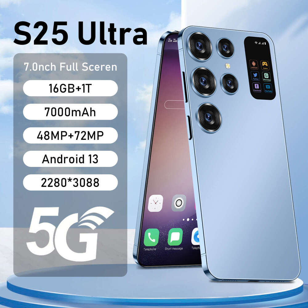 S25 Ultra 7.0HD 16+1TB smart phone 5G Android phone display 48MP+72MP camera Android 13 phone fingerprint recognition face recognition GPS