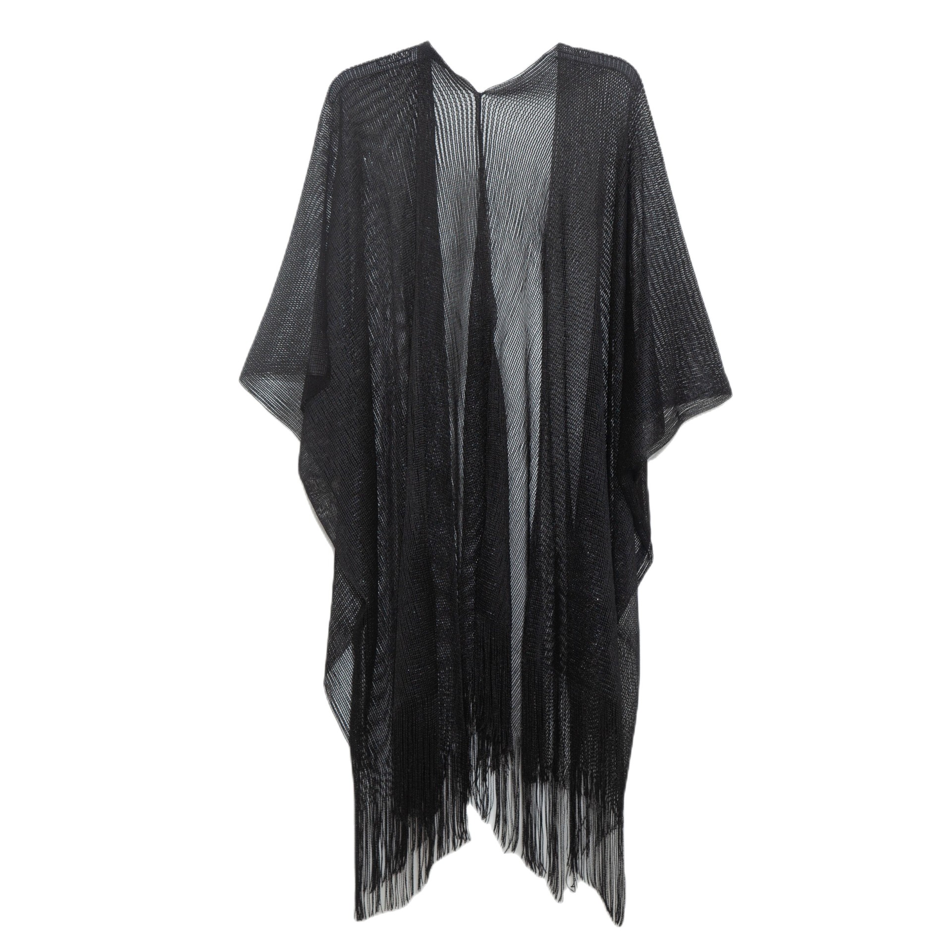 K604 Cross-border hot foreign trade European and American new cuffs gold and silver silk tassel cape female solid color summer transparent thin shawl