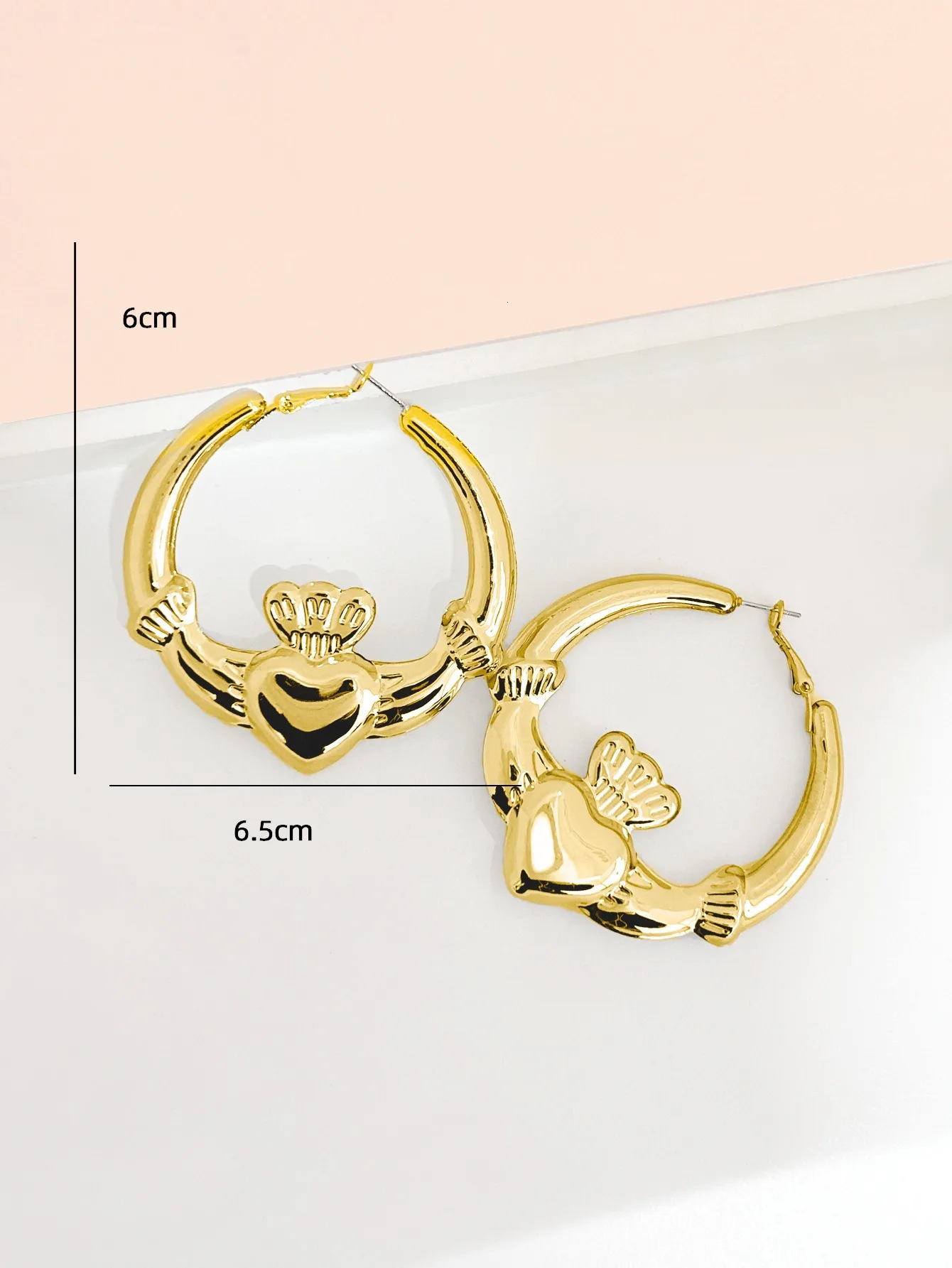 Big guy Claddagh ring earrings womens strong heart earrings Valentines Day gift cute statement jewelry 250428