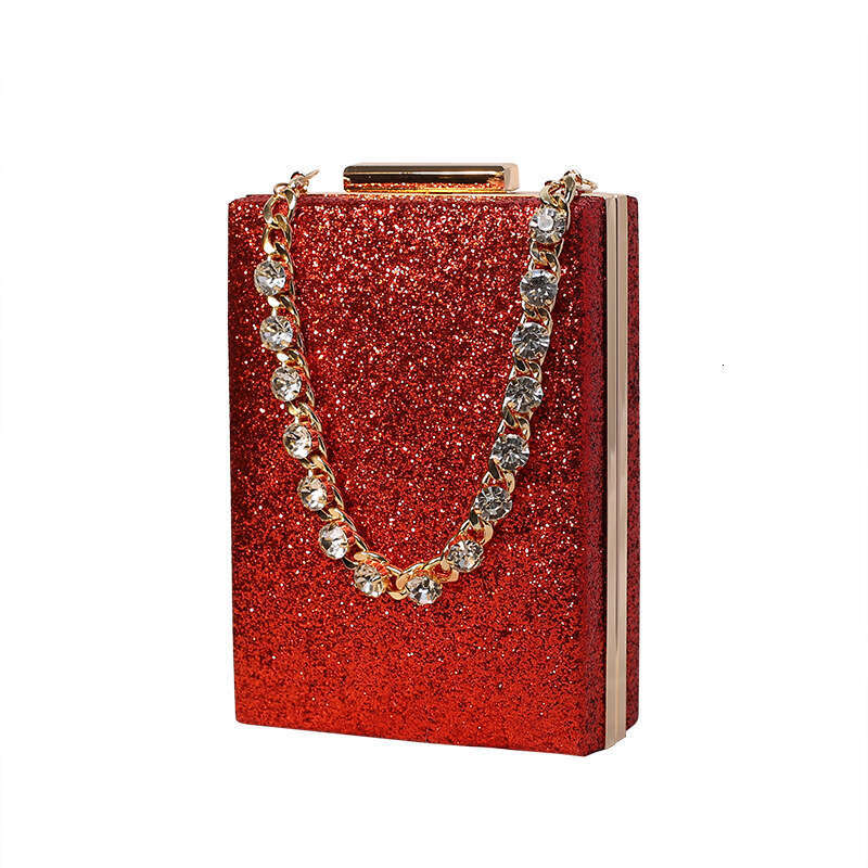 Dinner Bag New Bag With Rhinestone Chain Hand Held Crossbody Square Women S Small Bag Socialite Banquet Handbag KQ