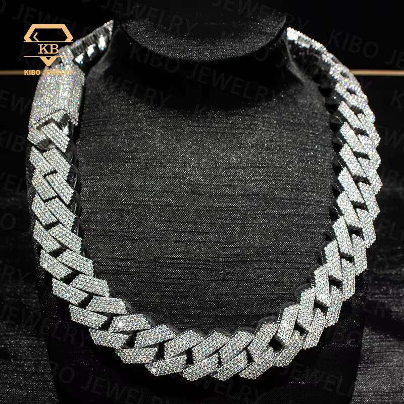 Hip Hop Huge Rapper 925 Silver Gold Plated Mossanite 20MM VVS1 LAB Grown Moissanite Diamond Iced Out Cuban Link Necklace