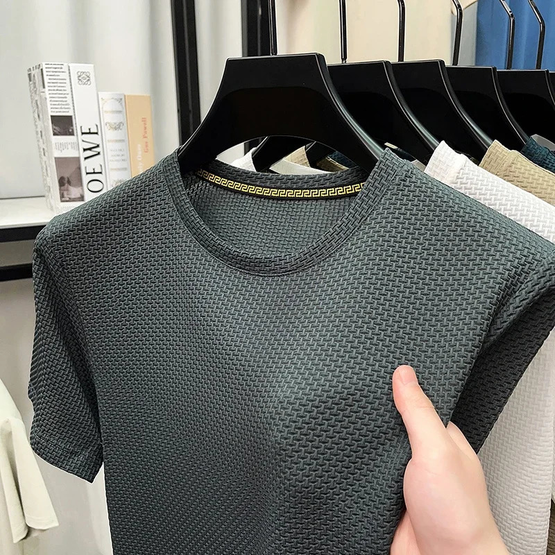 mens casual and fashionable bone flower short sleeved round neck Tshirt breathable comfortable summer top 250430Z