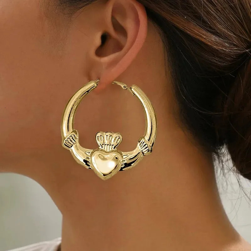 Big guy Claddagh ring earrings womens strong heart earrings Valentines Day gift cute statement jewelry 250428