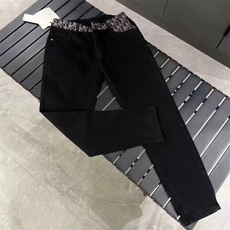 Designer jeans free shipping 2025 new fashionable high-end texture letter printed straight leg jeans pants for men