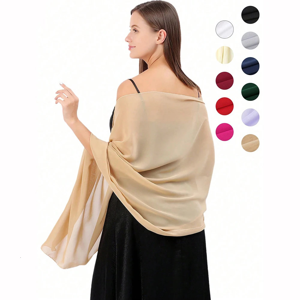 1pc Solid Chiffon Bridal Shawl Set Elegant Capelet Wrap for Wedding Dresses Convertible Evening Gala Accessories Shawl 250430