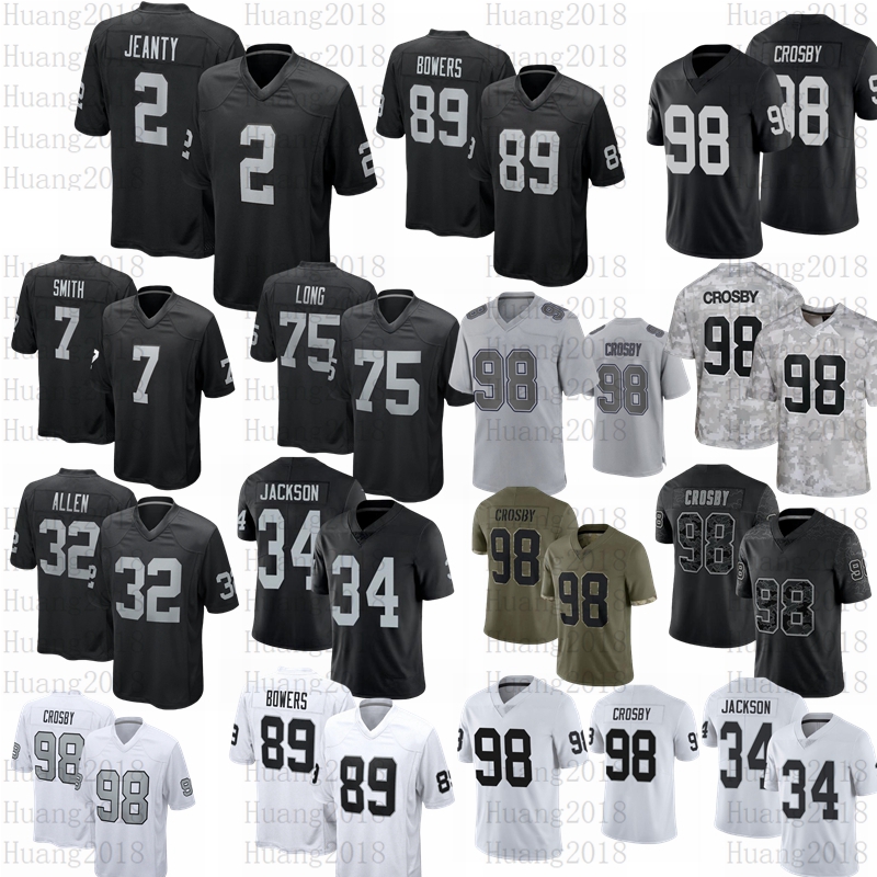 98 Maxx Crosby Brock Bowers Ashton Jeanty Football Jersey Geno Smith Bo Jackson Abram Aidan Ken Stabler Howie Long Jim Plunkett Ruggs III Charles Woodson