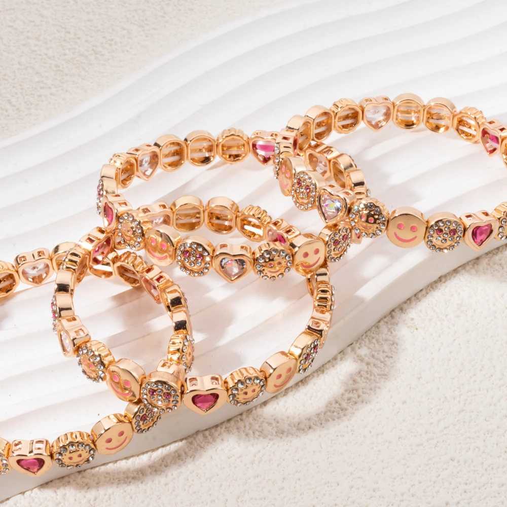 2024 New Gold Happy Love Bangle For Wen Zirconia Charm Beaded Elastic Bracelets X2505041