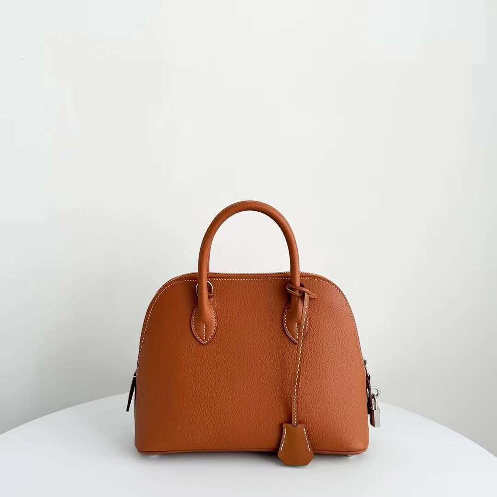 Hand sewn high-end bowling 25 shell bag Bolide top layer cowhide niche crossbody handbag for women