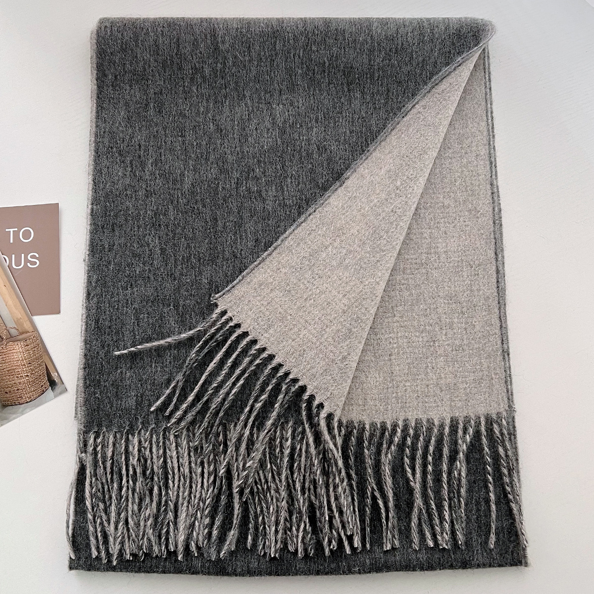 K608 Temperament wool scarf women's winter versatile warm shawl dual-purpose couple birthday gift tassel neck scarf