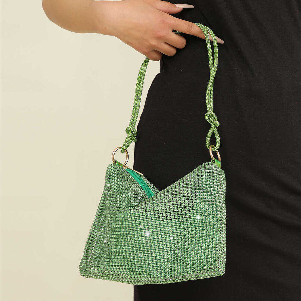 Dinner Bag New Mesh Like Water Knot Underarm Crescent Set With Diamond Tide Single Shoulder Party Banquet Bag KQ