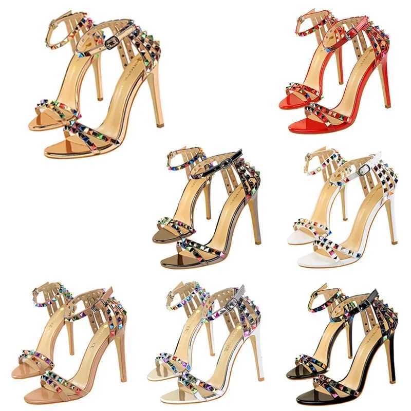Womens Summer Colorful Gladiator Designer Sandals Womens 11cm High Heels Sexy Beach Party Platform Nude Red Shoes Z250504