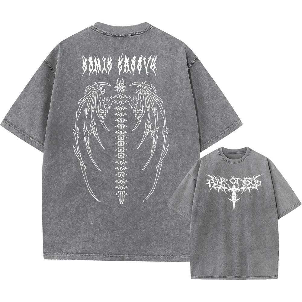 New Arrival Oversized printed T-shirt mens gym retro heavy-duty T-shirt cotton exercise pickled bag T-shirt street fashion top unisex style Z250504