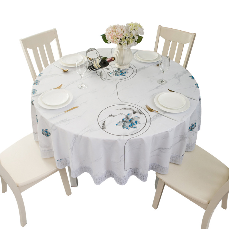 DH003 PVC Household Waterproof & Stain Resistant Circular Dining Room/Table Cover Easy-Clean Wholesale Option