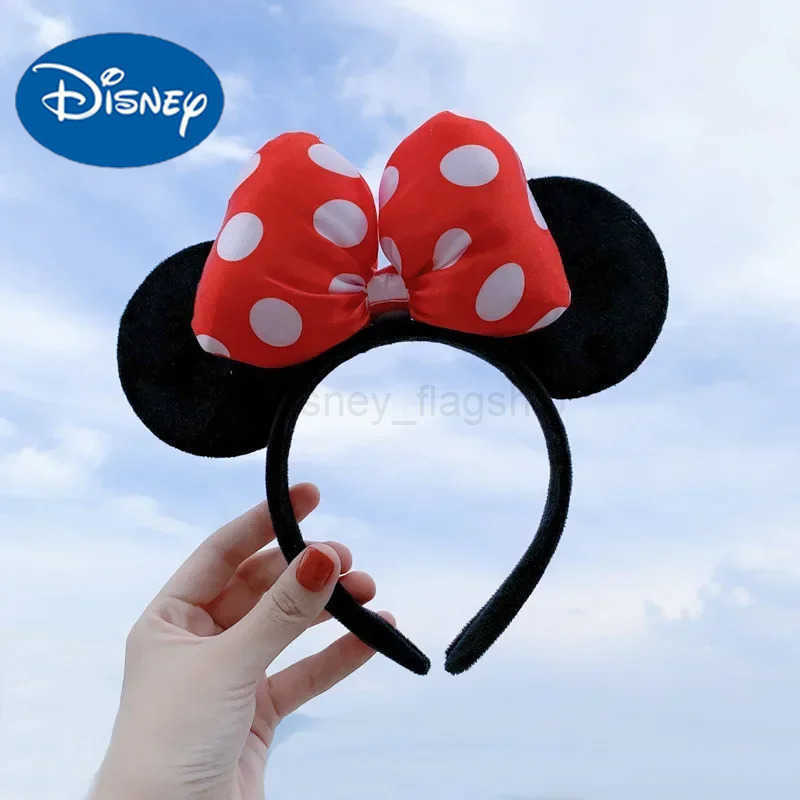 Disney Mickey Mouse Ears Headband Entertainment Park Hair Ring Fish Scale Glitter Mesh Pie Headband Girl Toy BirthdayXJ250504