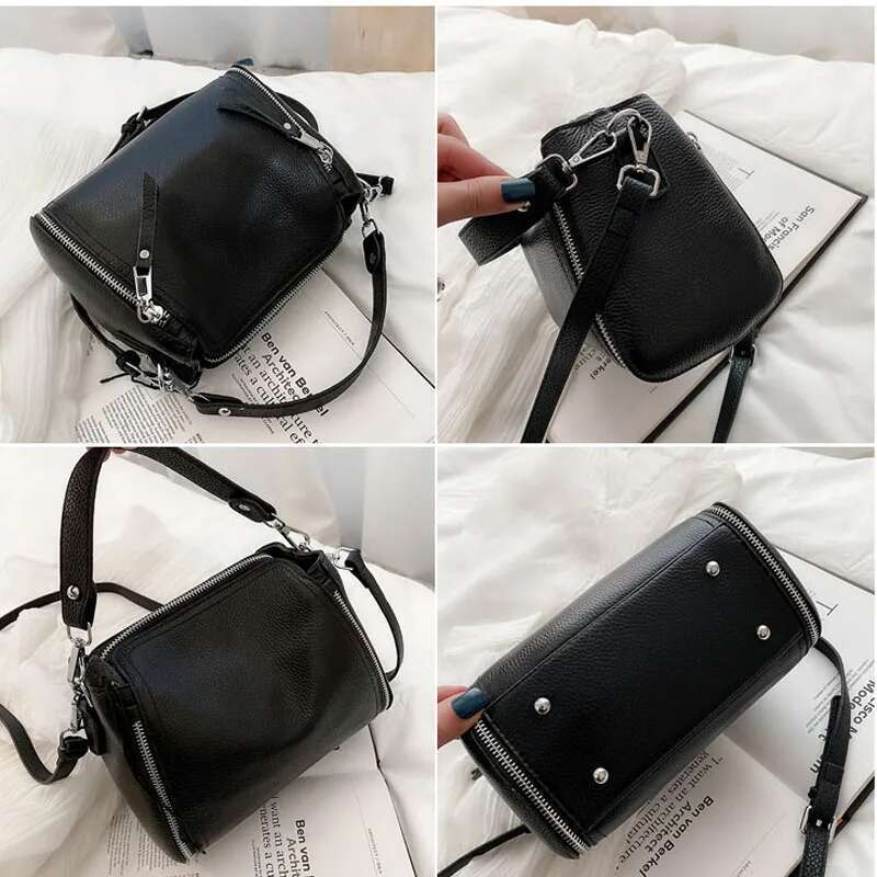 2024 New Genuine Designers Women Messenger Bags Females Bucket Leather Crossbody Shoulder Bag Handbag Bolsa