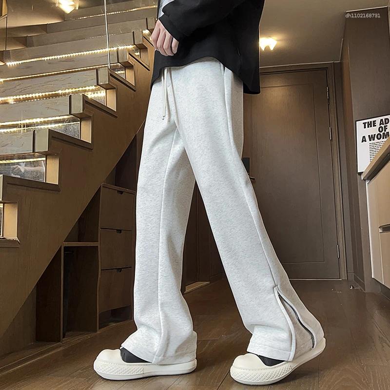 Men's Pants Trendy Street Fashion Streetwear Micro Flared Casual Stretch Knitted Sweatpants