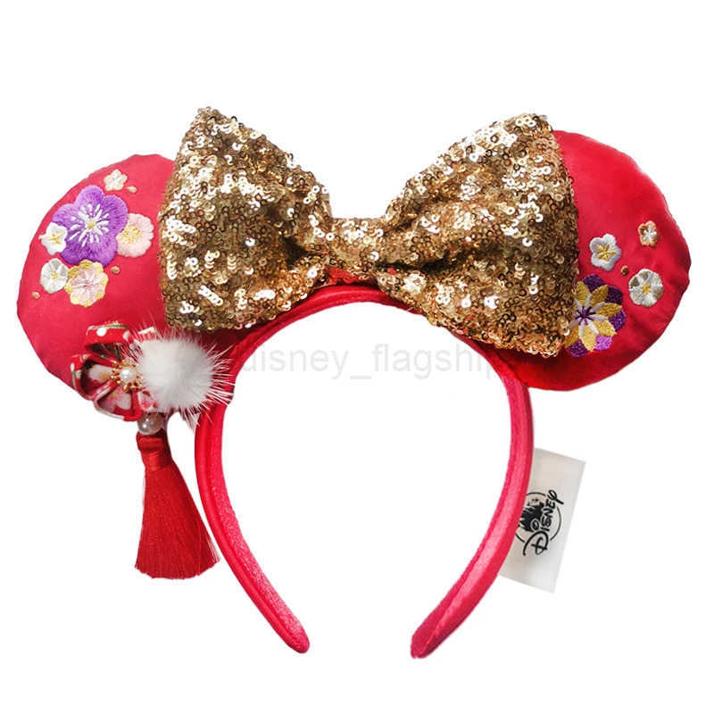Disney 2024 high-quality Disney Minnie headband with sequined ears COSTUME Halloween cosplay plush gift mouse doll girl headbandXJ250504