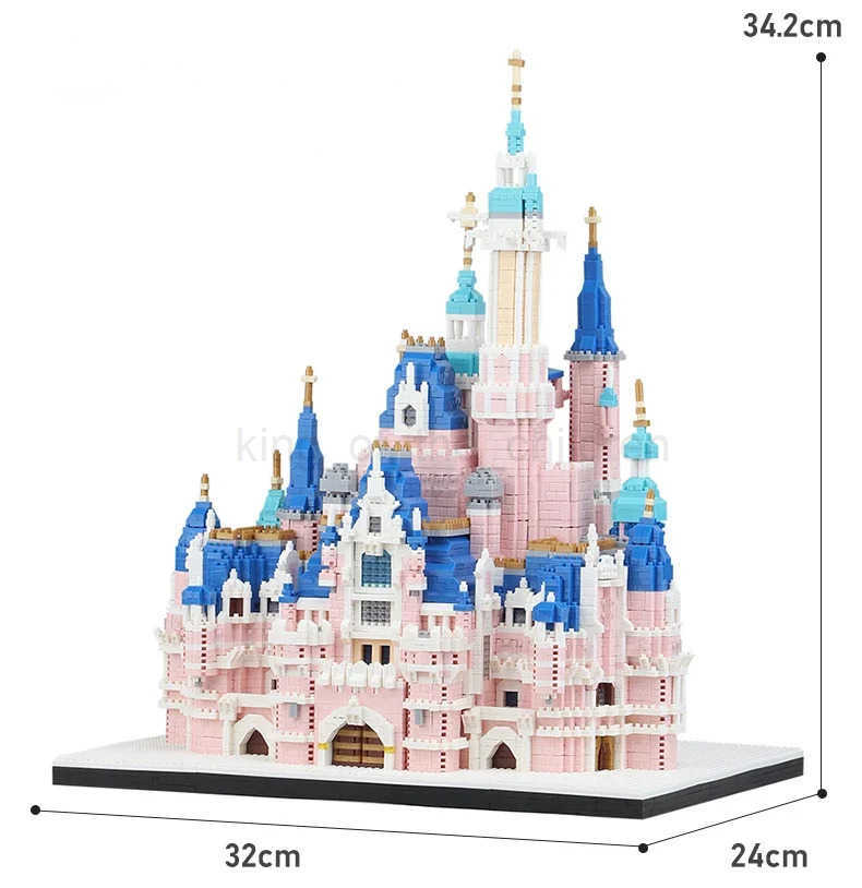Disney 6300 pieces of lightweight large castle miniature building blocks pink series castle church diamond building toys girls adult gifts W250504