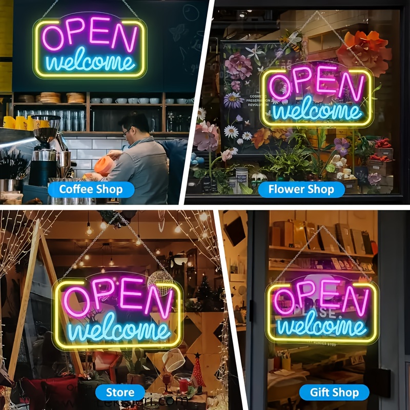 Open Door Sign Neon Light, suitable for bars, cafes, hotels and stores - Multifunctional wall, window and door decoration, ideal for clubs, bistros, p