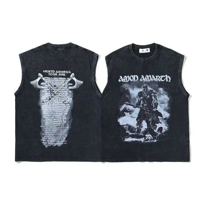 Designer T-shirt sports shirt tank wash top dark mens Ins retro sleeveless short Slve Ins top unisex style X250504