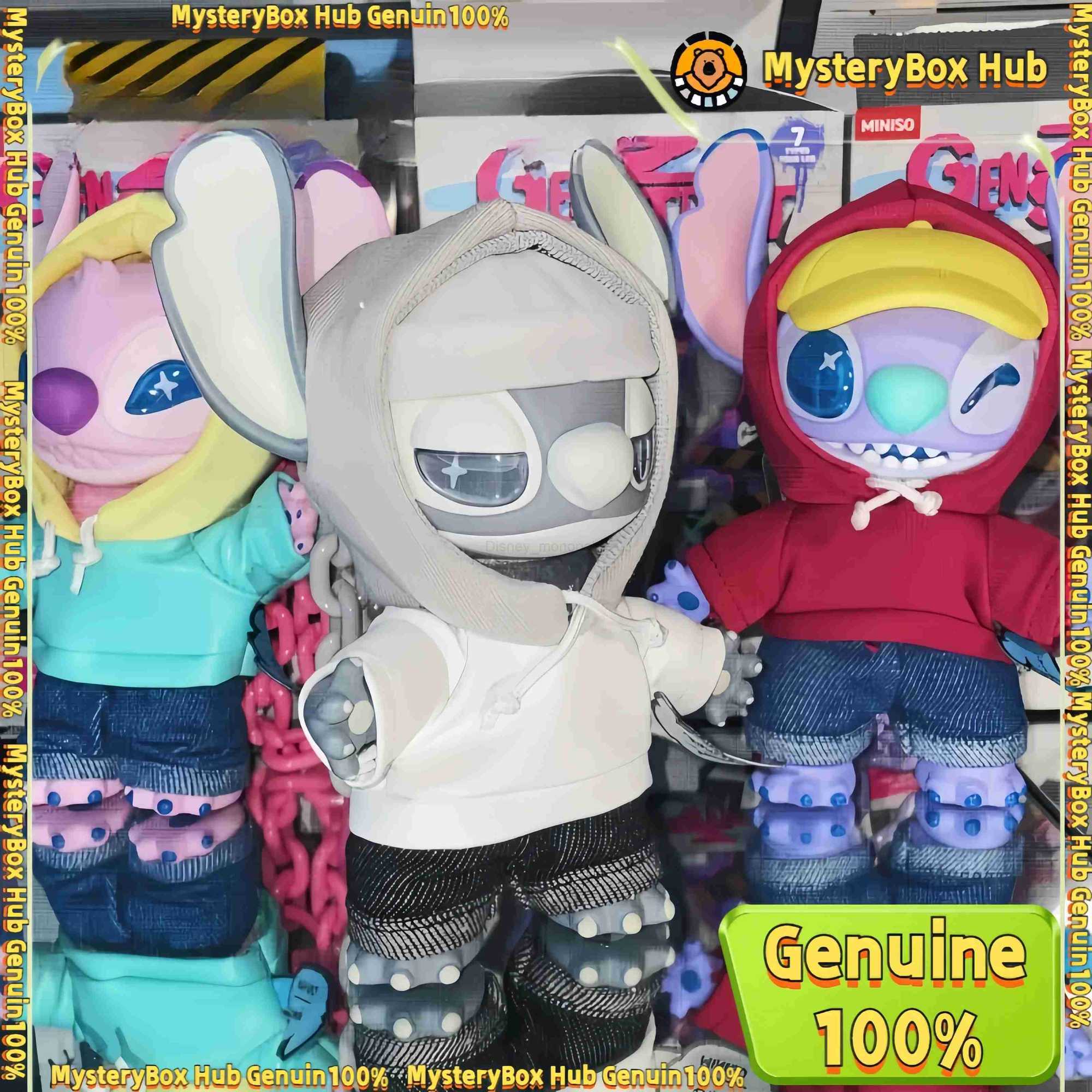 Disney New Authentic Miniso Disney Stitch Gen Z Street Vinyl Bag Pendant Blind Box Cute Trendy Toys Stitch Mystery Box Pendant As Gift Z250504