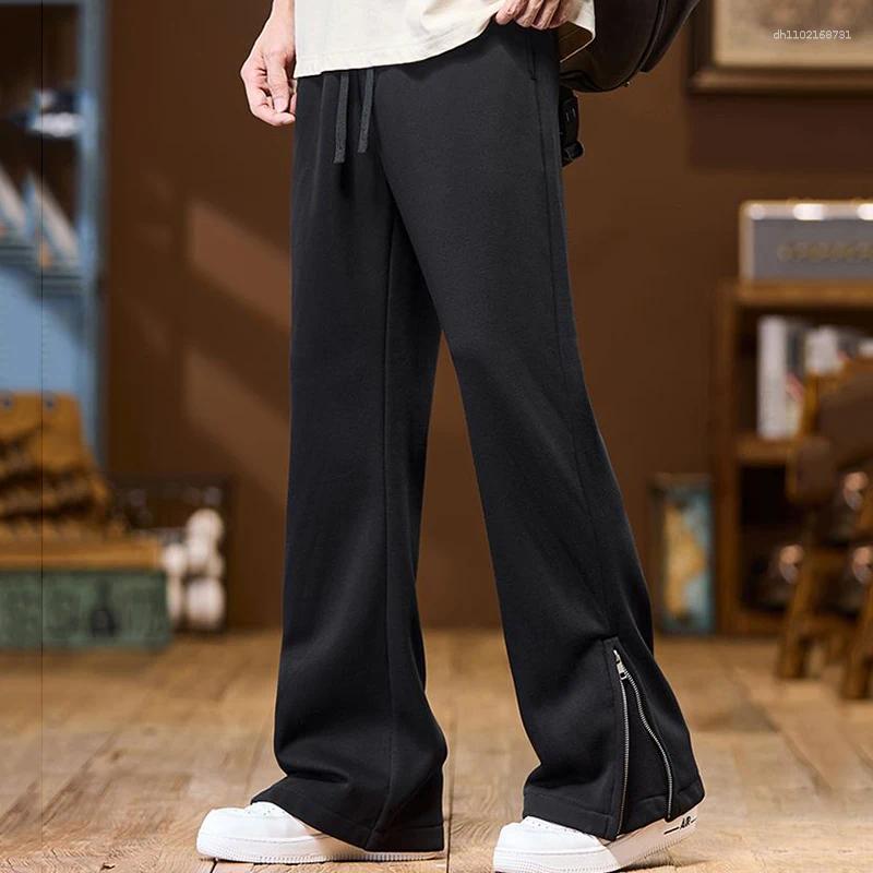 Men's Pants Trendy Street Fashion Streetwear Micro Flared Casual Stretch Knitted Sweatpants