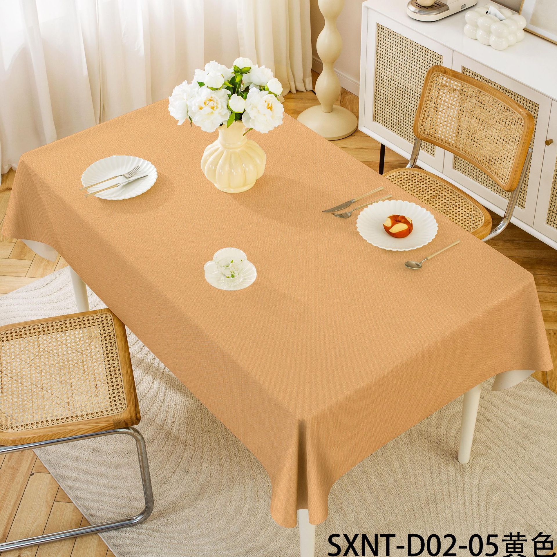 A872 cross-border simple solid color PVC tablecloth cotton linen pattern high-grade waterproof and oil-proof restaurant rectangular coffee table table