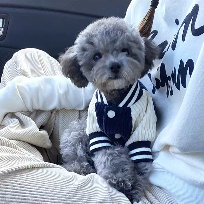 T00132 Korean version of dog baseball uniform pet jacket Teddy clothes Bichon Pomeranian small dog cat autumn and winter clothes warm clothes
