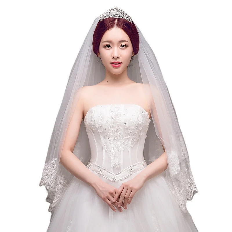 Lace application for wedding veil with comb 2 layers of sequins bridal veil soft chiffon suitable for brides 250430