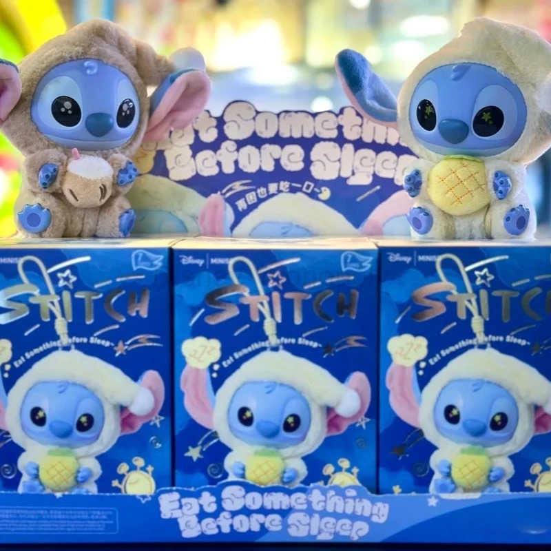 Disney Stitch Eat Something Before Sleep Series Blind Box Plush Vinyl Toys Cute Doll Replica Mystery Box Bag Pendant Decor Gift Z250504