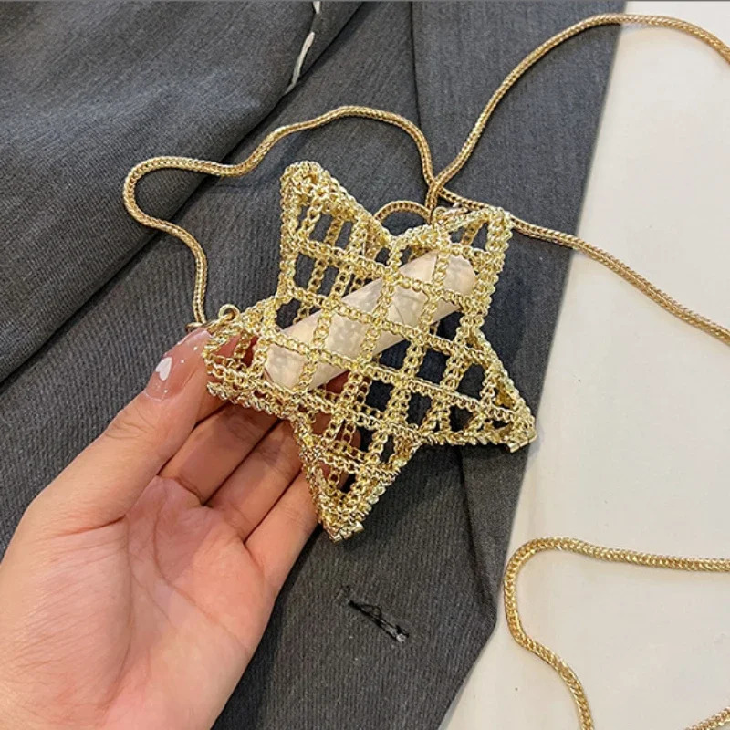 Fashion Metal Mouth Red Bag for Women High Quality Gold Shoulder Bags Hollow Out Crossbody Bag Cute Dinner Bag Handbags 250429