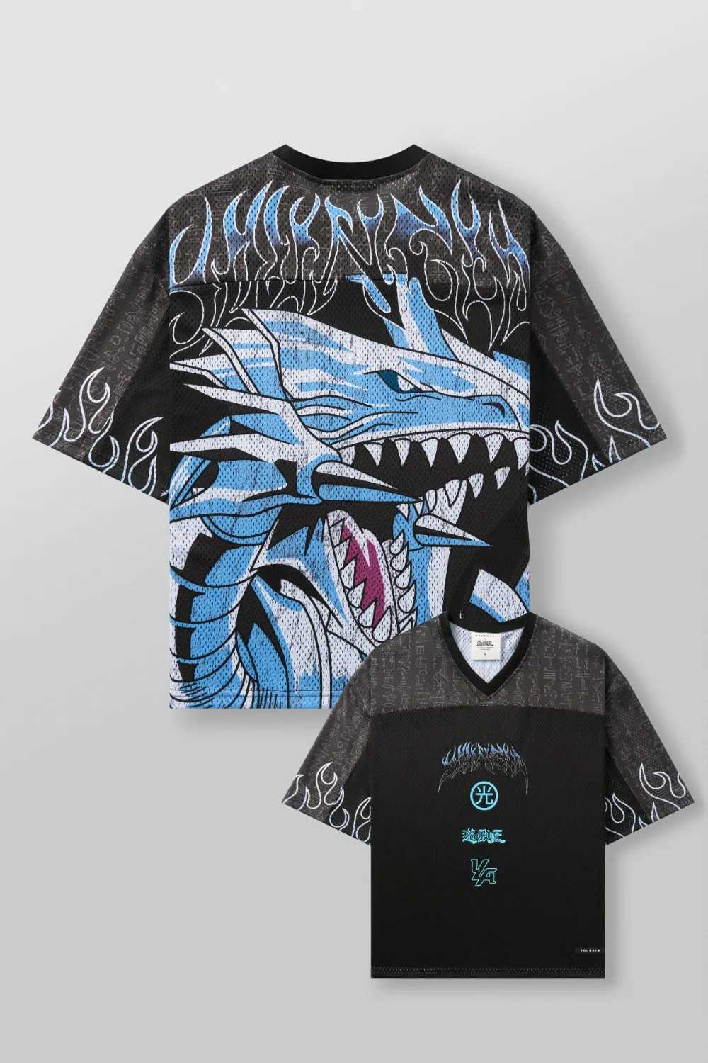 Y2K American Duel Monster Mens Sports T-shirt quick drying breathable large mesh printed short sleeved top X250504