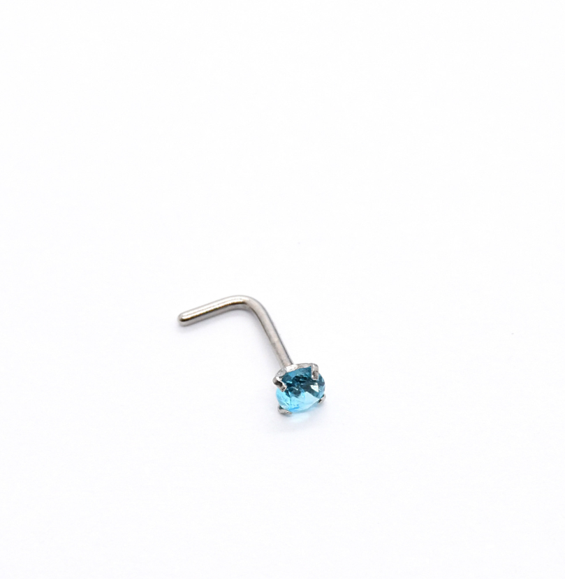 Right Grand Implant Grade ASTM F136 Titanium 20G 2mm Round CZ Nose Screw Studs Rings Piercing Jewelry