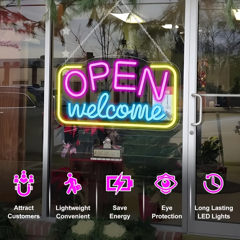 Open Door Sign Neon Light, suitable for bars, cafes, hotels and stores - Multifunctional wall, window and door decoration, ideal for clubs, bistros, p
