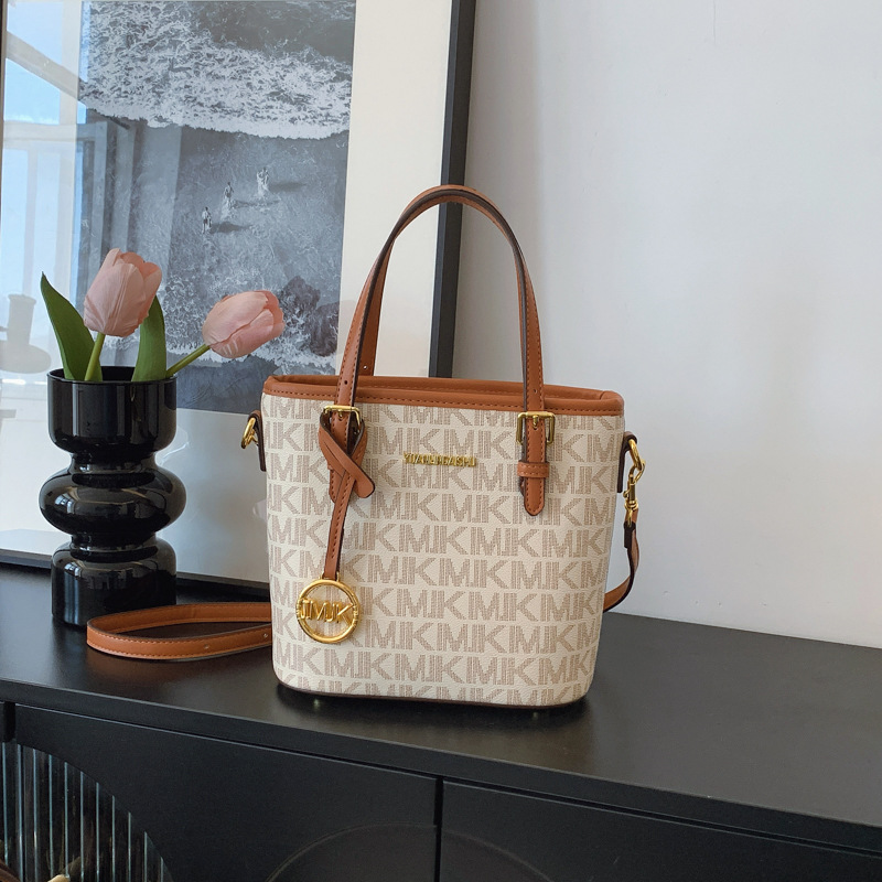 New retro printed handbag, classic and high-end women's bag, crossbody single-shoulder bag, trendy bucket bag